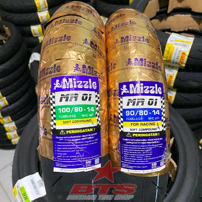 Paket Sepasang Ban Donat Mizzle MR01 90/80-14 & 100/80-14 TL Soft Compound Tubles MIO VARIO BEAT SCO