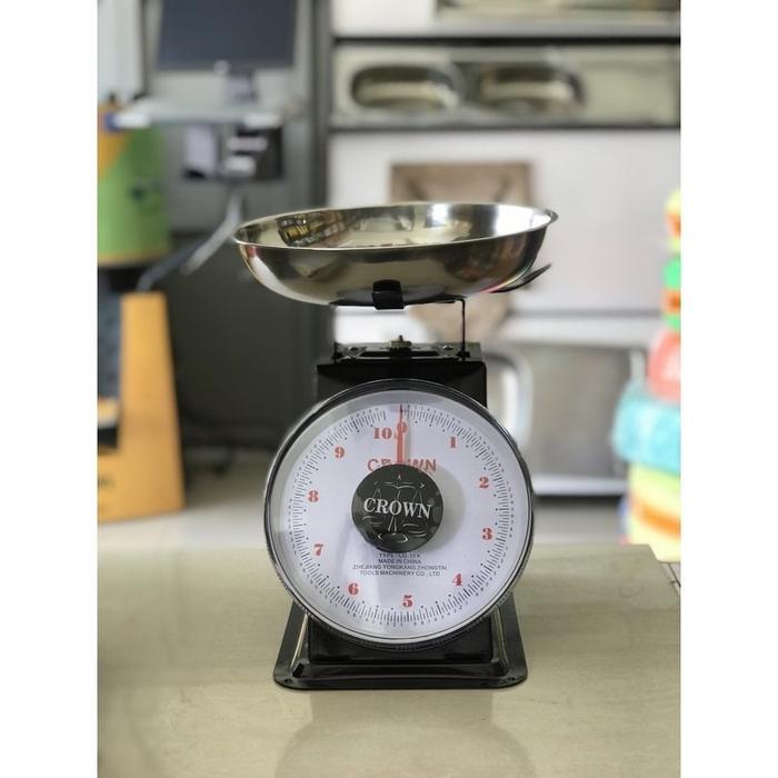 Timbangan CROWN 20,15,10,5kg Besi Stainless Jarum Analog Manual Duduk Sembako Telor Kue Tepung Buah
