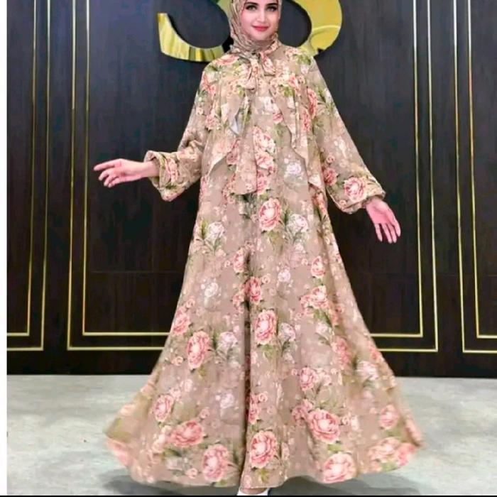 Shella Saukia Dress Gamis Mewah Ceruty Flower Ori by Shella Saukia Wanita Muslim Dewasa Lebaran Pest