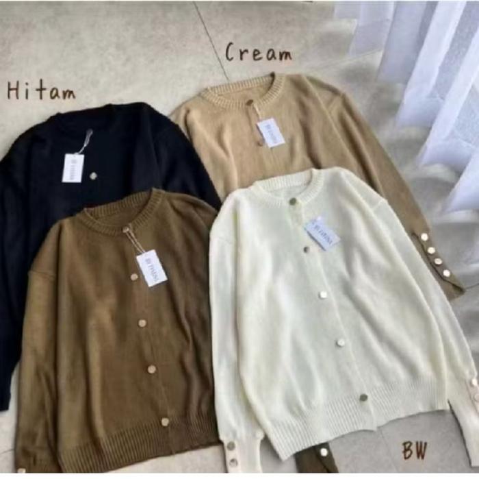 Starla Cardigan Rajut Kancing Gold TeBAL HIGH QUALITY Knitwear Wanita Atasan Baju Panjang Sweater Ou