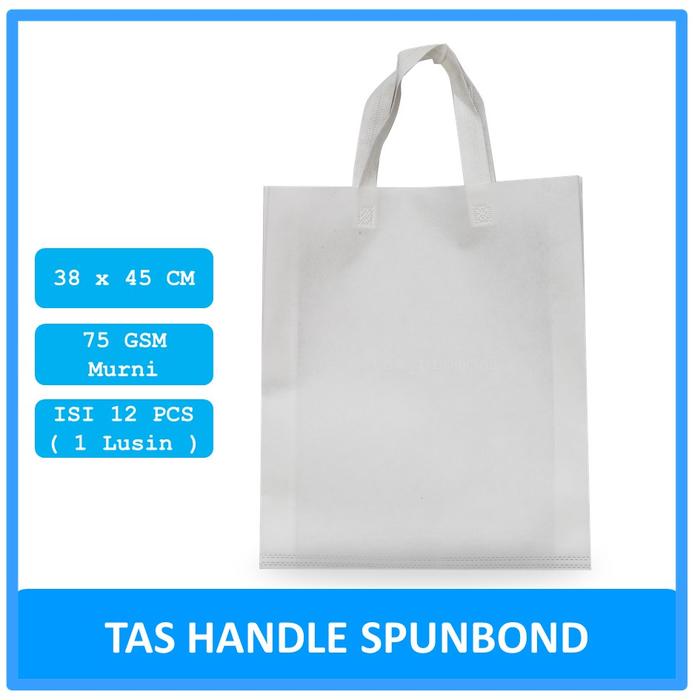 Goodie bag Spunbond Handle 38x45 Putih Satuan / Tas Spunbond Polos