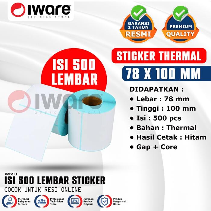 IWARE Sticker Label Barcode Thermal Label Online Shop 78X100 mm Printer Label Sticker Resi