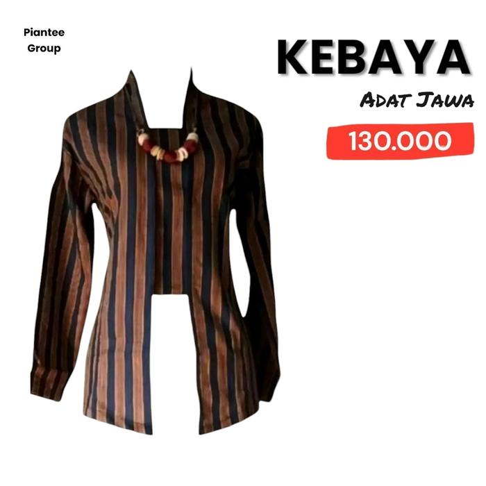 Kebaya Wanita Baju Adat Jawa Lurik Solo Jogja-Kutubaru Remaja Dewasa Motif Garis Panjang Dress Konda