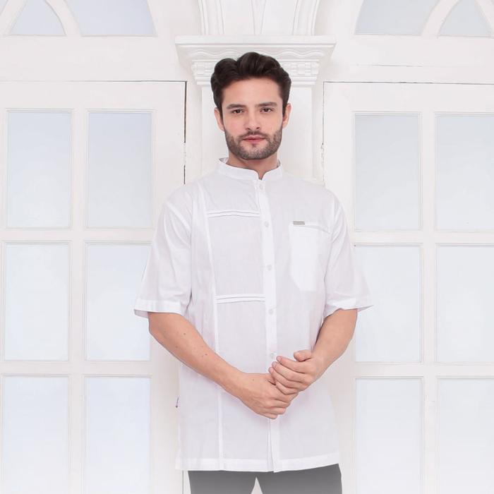 KOKO PUTIH RAUNA RKD 03 WHITE MODEL BAJU ATASAN KEMEJA PRIA PUTIH KEKINIAN