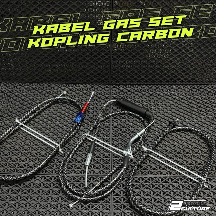 KABEL GAS 2CABANG SET KABEL KOPLING KIRI/KANAN SERAT CARBON