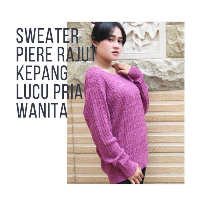 IMPORT Baju Hangat Sweater Rajut Piere Lilac Fit Panjang