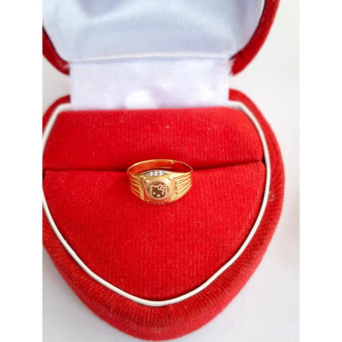 Cincin anak perempuan bisa dibesar kecilkan cincin emas asli cincin bayi cincin motif hello kitty lu