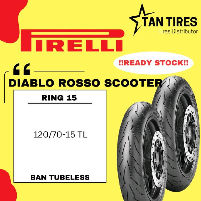 PIRELLI DIABLO ROSSO SCOOTER Ban Motor Tubeless Ring 15 NMAX, PCX, SH150I (120/70-15) *BARU