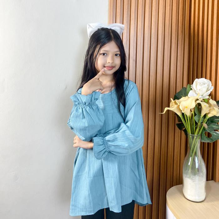 Aneska atasan remaja tanggung perempuan usia 9-14 tahun bahan baby crush/ blouse anak usia 9-14 tahu