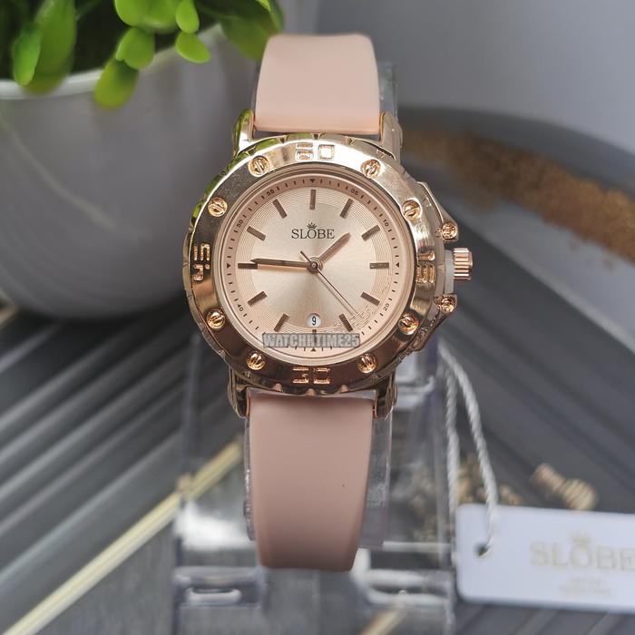 LOMITED EDITION !! JAM TANGAN FASHION WANITA SLOBBE SLB-8840 TALI RUBBER TANGGAL AKTIF ANTI AIR // J