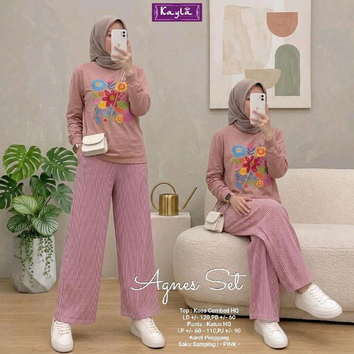 Agnes set by kayla setelan combads celana katun setelan modis setelan kekinian setelan wanita terbar