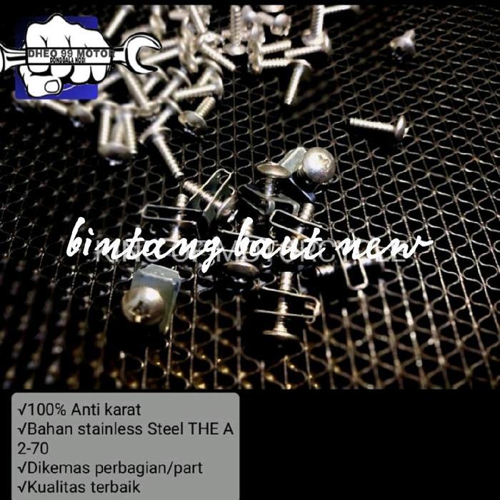 SKRUP+KLIP BODY YAMAHA STAINLESS STEEL ANTI KARAT -BAUT BODY CACING BERSERTA KLIP Motorcycle