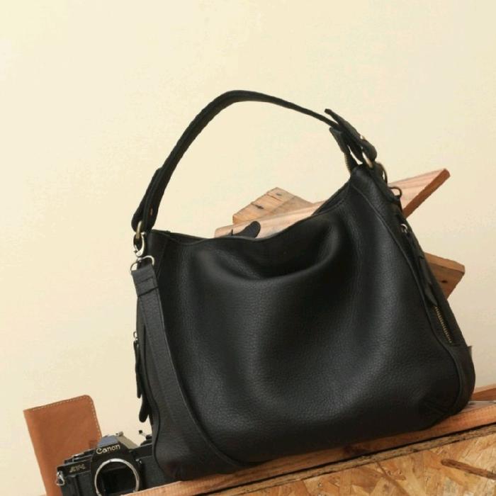 RFLgenuine leather - hobo bag RFL - tas wanita kulit sapi asli - tas kulit sapi Hitam