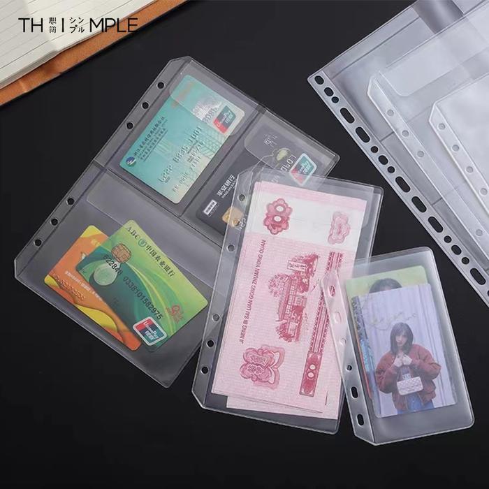 A6 A7 1/2/3/4 slot Binder Pocket Kantong / Ziplock bag / Pouch / Zipper PVC Diary Notebook 6 Ring-TH