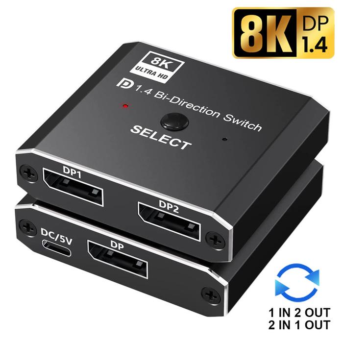 Displayport 1.4 Switch 8K Displayport Bi-direction splitter switcher Displayport KVM 2X1 1X2 Display