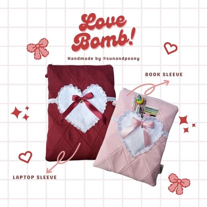 SHORT PRE ORDER! Love Bomb! Handmade Laptop Sleeve & Book Sleeve ㅡ Sun&Peony laptop sleeve tas lapto