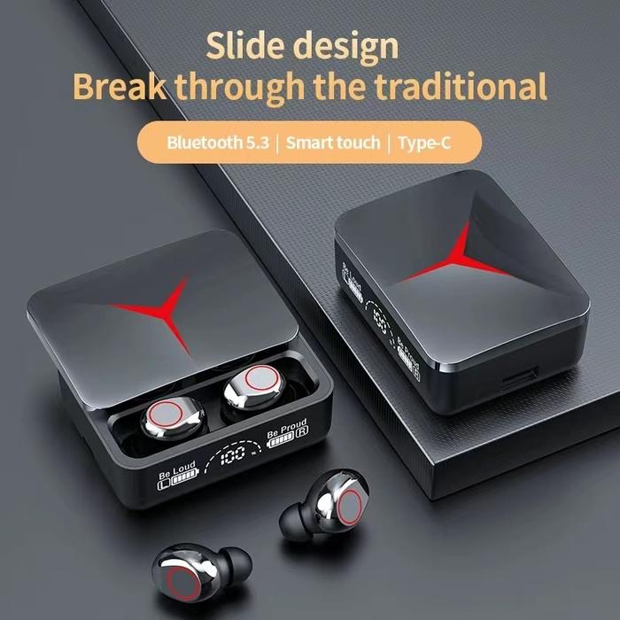 Headset Bluetooth M90 TWS LED display erphone bluetooth 5.3 wireless
