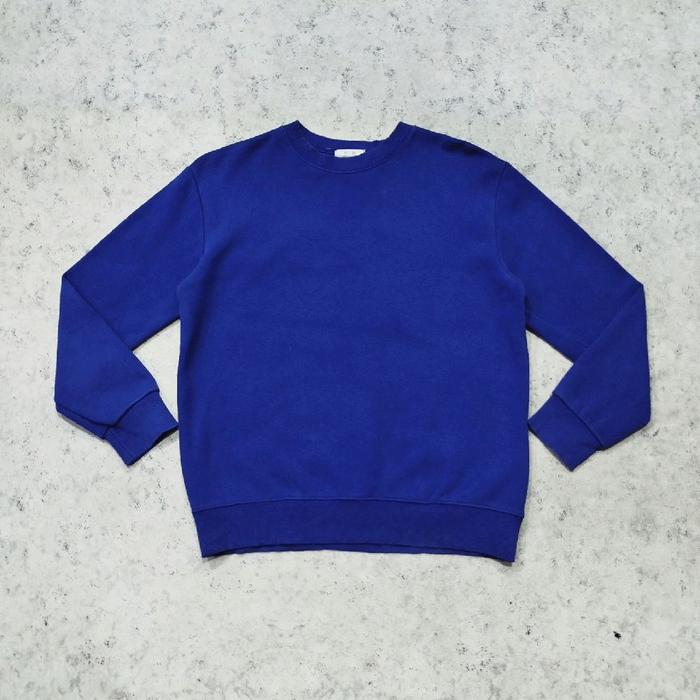 sweater pria biru tua MENS WEAR STORE crewneck basic polos murah bagus
