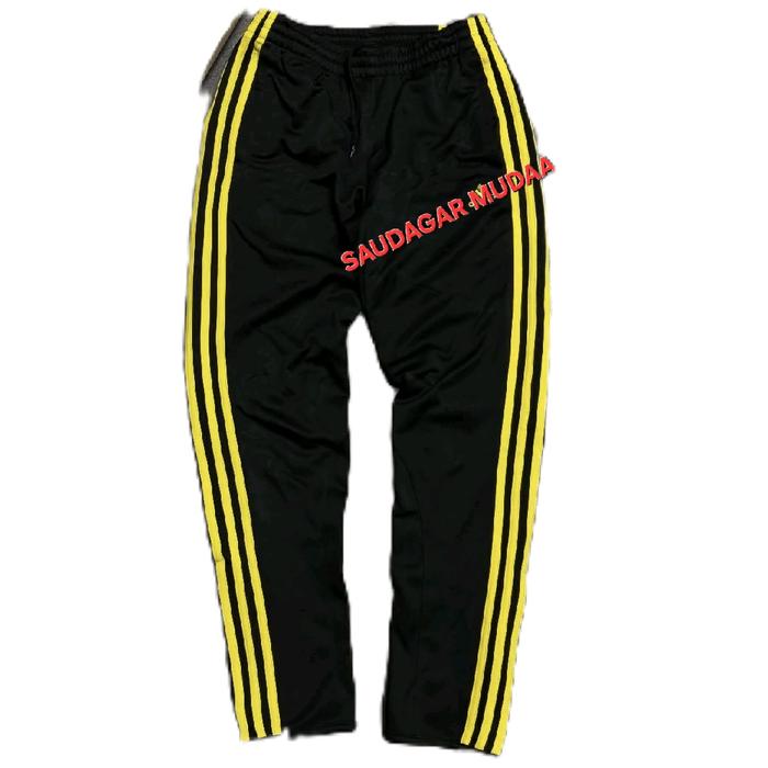 Celana Panjang Training Remaja Olahraga Santai Warna Hitam list kuning Size M Pria Formal Dewasa Kar