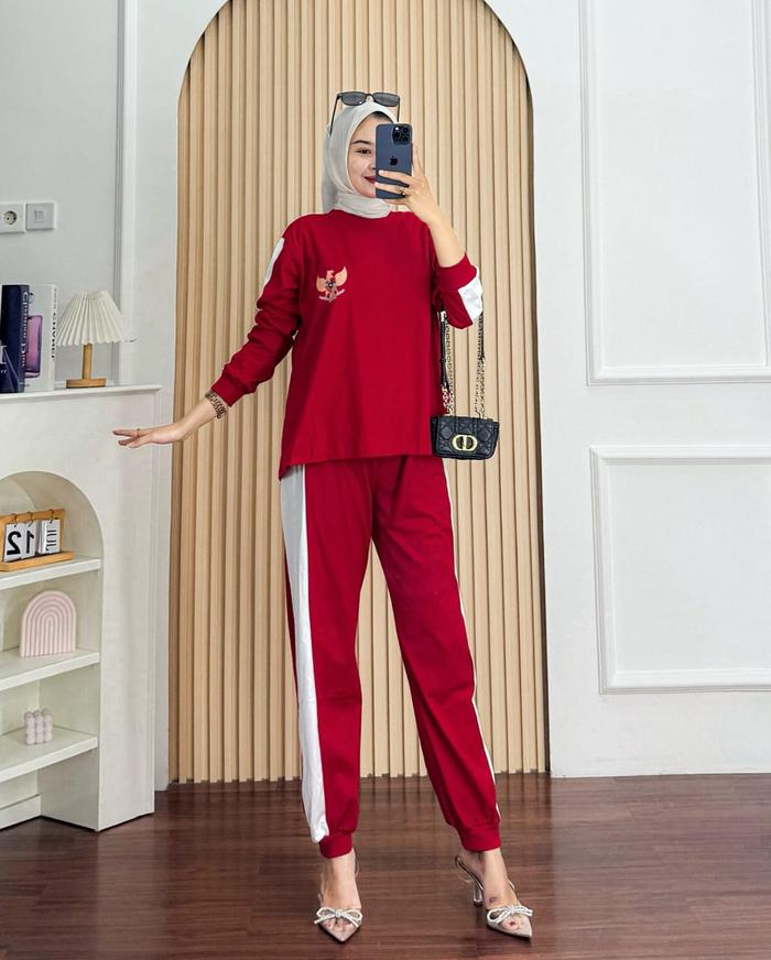 setelan numia impor / stelann wanita ootd hijab / setelan training wanita / setelan jumbo terlaris