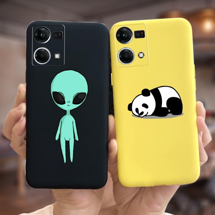 For Oppo F21 Pro Case Oppo Reno7 4G Cover CPH2363 Cute Alien Panda