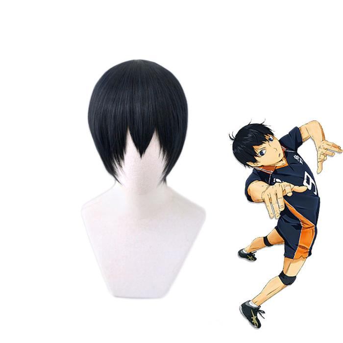 Haikyuu!! Kageyama Tobio Black Blue Short Wig Cosplay Costume Heat