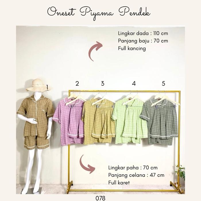 Batik putri diana oneset  Setelan piyama rayon premium full kancing Busui
