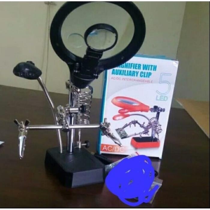 PENJEPIT PCB+DUDUKAN SOLDER+KACA PEMBESAR+LAMPU LED TE800