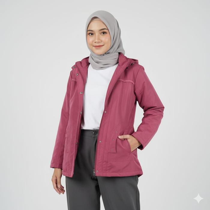 BLESHEER Jaket Parka Outdoor Wanita Dewasa Remaja Lengan Panjang Zipper 2815 Waterproof Bahan Taslan