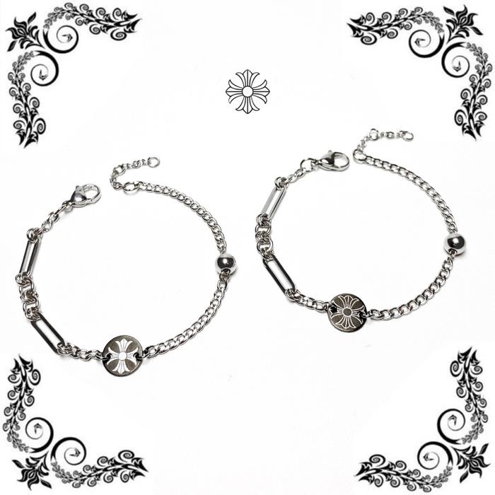 GE-Chrome Hearts Bracelet | Couple Bracelet Unisex | Gelang Couple Pasangan Stainless Steel Anti Kar