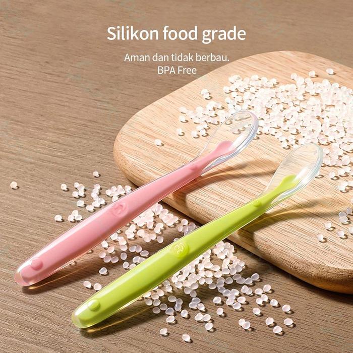Sendok makan silicon bayi / Sendok belajar makan bayi / sendok bayi silikon lentur