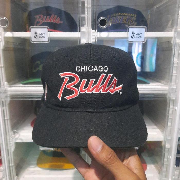 Snapback Vintage Hats NBA Chicago Bulls Script Double Line Blackdome Sport Spesialties Topi Hitam de
