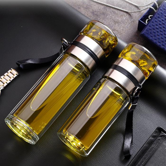 Glass Water Bottle Tea Infuser Bottle Tea Separation Mug Double-Layer