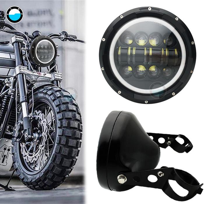 7 Inch 80W DOT SAE E9 Motorcycle Headlamp with DRL & Amber 7inch