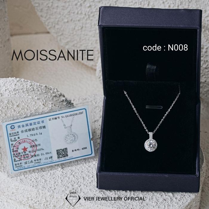 Moissanite Necklace N007 & N008, Kalung Wanita Moissanite 8mm & 9mm