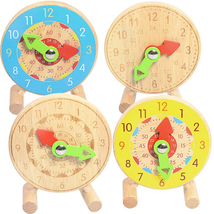 Montessori Wood Clock Calendar Toy Kids Watch Learning Clock Teaching