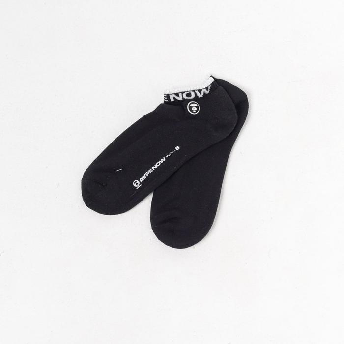 Kaos Kaki AAPE NOW TEXT WHITE BLACK LOW SOCK 100% ORIGINAL