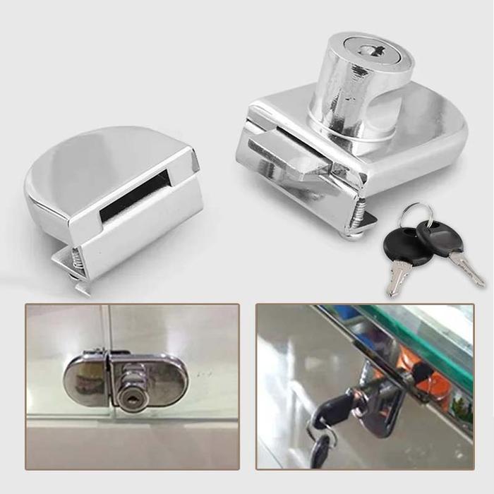 1Set Pengunci Lemari Kaca Kunci Pintu Lemari Paduan Seng Kunci Lemari Kaca Konci Pintu Cabinet Glass