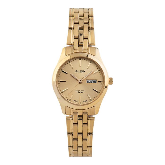 Jam Tangan Wanita Alba AN8082X1 Ladies Gold Dial Gold Stainless Steel Strap