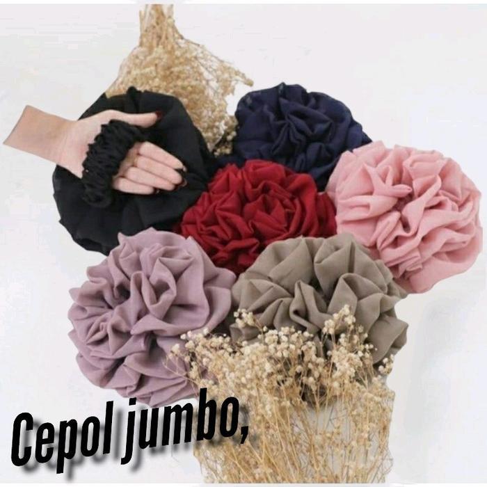 Cepol Hijab Ikat Rambut Scrunchie Mawar Aksesoris Rambut Wanita Orange