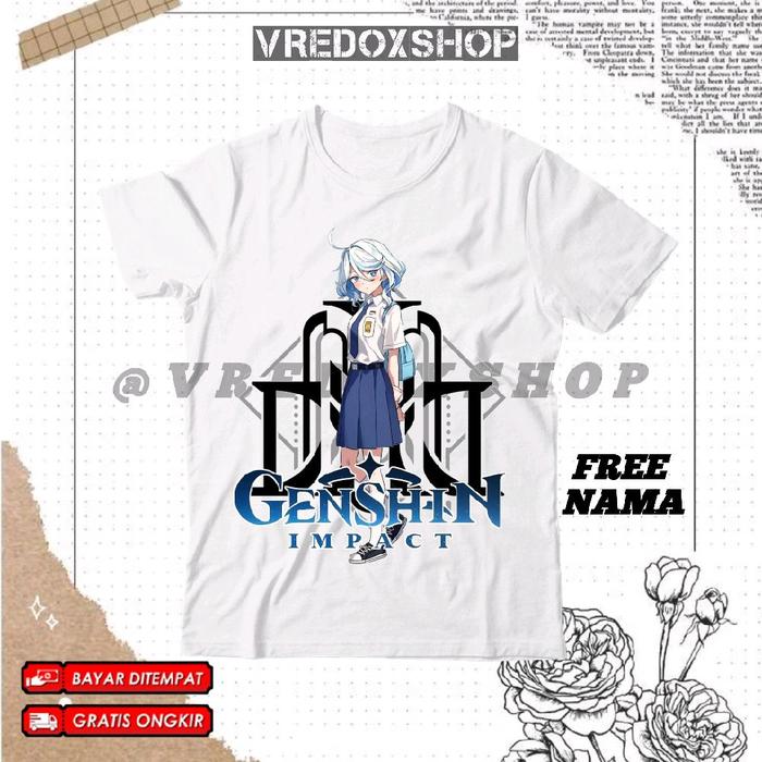 (BISA COD) Kaos atasan Anak Motif Furina Genshin impact GI Fontaine Baju Furina Hydro Archon Model S