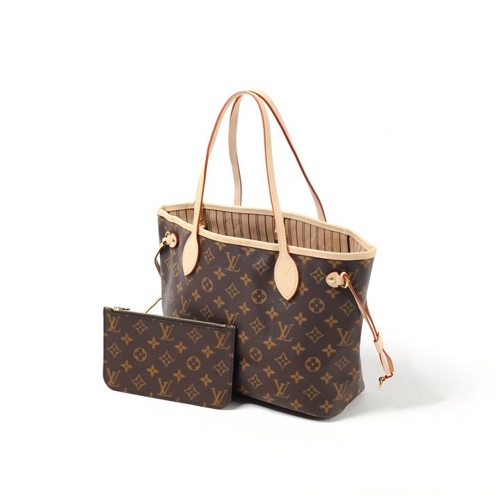 Tas LOUIS VUITTON LV NEVERFULL MM ECLIPSE BROWN TOTE BAG WITH POUCH 100% ORIGINAL