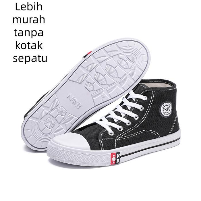 EQLZ Sepatu kets, sepatu pelajar, gaya preppy, sepatu bertali rendah, sepatu kanvas hitam putih, sol