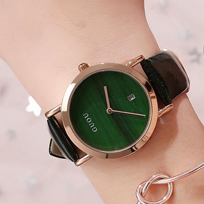 2018 GUOU Women Luxury Famous Brand Simple Pattern Watch Lady