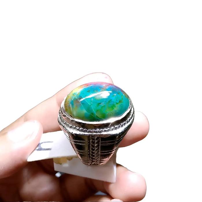 Cincin batu akik Pancawarna rubah tembus