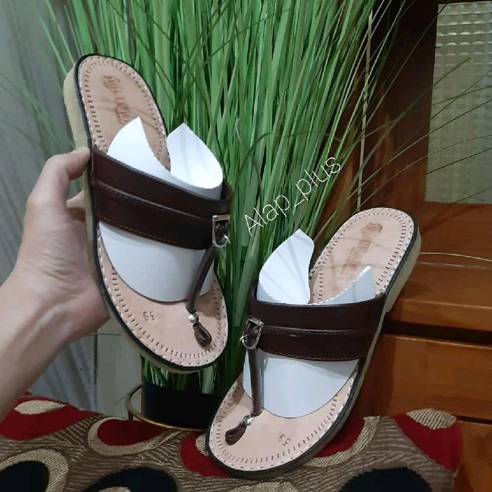 Sandal Terompah Pria Kulit Asli 100% Sendal Karet - Sandal Pria