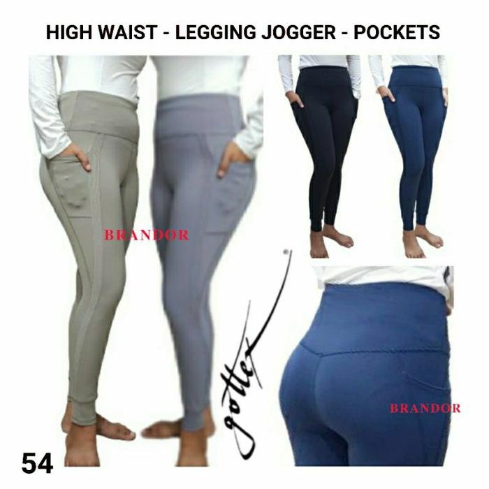 Brandor - HIGH WAIST JOGGER LEGGING - 2 SIDE POCKET - Gottex ( gtlg54 ) Gym Yoga Fitness Running