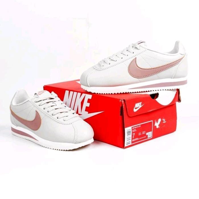 NIKE CORTEZ CLASSIC LEATHER LIGHT BONE PARTICLE PINK 100% BNIB