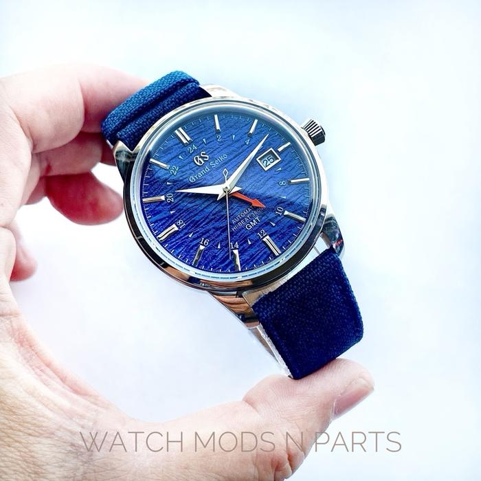 WMNP GS Grand Seiko mod 40mm with Blue Ripple Dial GMT berfungsi Watch Watches Jam Tangan vintage