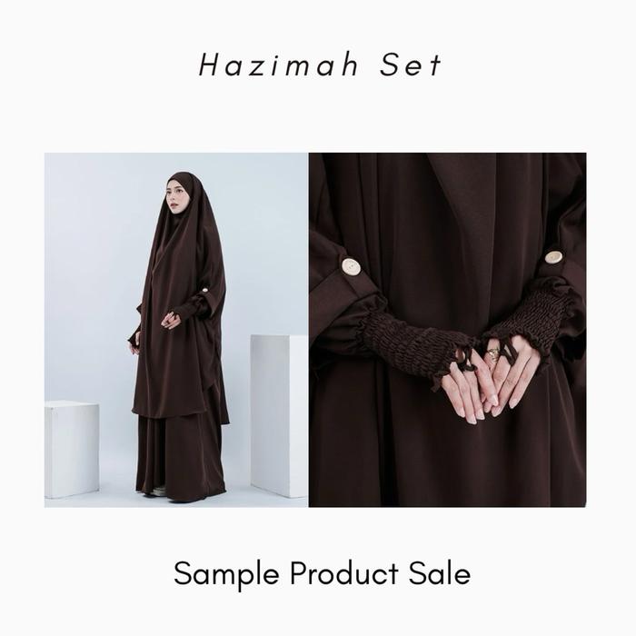 [SampleProductSale] - Hazimah Set Abaya Setelan French Khimar Gamis Jetblack Syari Umrah Haji